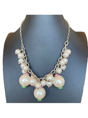 Lilly Pulitzer goodie goodie Pearl Cluster Necklace with Pink & Green